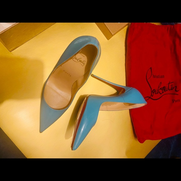 Louboutin Paris So Kate 120 Patent Pacific Blue size 37 worn 1 Time - Saks 5th - Picture 11 of 12